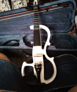 Cecilio Electric/Silent Violin - Style 2, Full Size (4/4) - Ebony Fittings - Metallic Pearl White - Includes Case, Bow, Rosin, Aux Cable, and Headphones 4/4-size 22 C1lwYyXlsTS