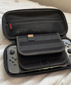 Deruitu Switch Carrying Case Compatible with Nintendo Switch/Switch OLED - Fit AC Charger Adapter - with 20 Game Cartridges Hard Shell Travel Switch Pouch for Console & Accessories Black 69 C1m1YEKCVS