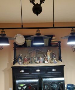 WINSOON 3 Light Industrial Pendant Light, Pulley Pool Table Light Fixture Billiard Light, Retro Steampunk Hanging Lamp, Adjustable Vintage Kitchen Island 3-Head Lights, Matte Black Painted 3 Pack 31 C1mp9OQdEuS