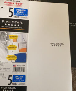 Five Star Spiral Notebooks Plus Study App, 2 Pack, 5 Subject, College Ruled Paper, 11" x 8-1/2", 200 Sheets, Black & White (73035) Black, White 22 C1mw6vEAsoS