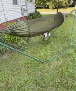 G4Free Large Camping Hammock with Mosquito Net 2 Person Pop-up Parachute Lightweight Hanging Hammocks Tree Straps Swing Hammock Bed for Outdoor Backpacking Backyard Hiking Army Green 35 C1nAz1HhjS