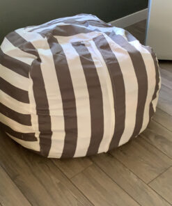 Creative QT Stuff ’n Sit Extra Large 38’’ Bean Bag Storage Cover for Stuffed Animals & Toys – Gray & White Stripe – Toddler & Kids’ Rooms Organizer – Giant Beanbag Great Plush Toy Hammock Alternative Grey/White Striped X-Large 41 C1olsA1FWIS