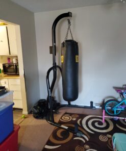 Everlast Steel Heavy Punching Bag Stand Workout Equipment for Kickboxing, Boxing, and MMA Training with 3 Plate Pegs and 100 Pound Capacity Black 48 C1ow8RAueS