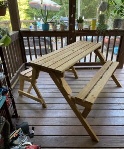 Best Choice Products 2-in-1 Transforming Interchangeable Outdoor Wooden Picnic Table Garden Bench for Backyard, Porch, Patio, Deck w/Umbrella Hole - Natural 38 C1p4hlagIkS