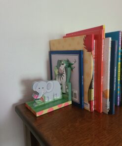 Fantasy Fields - Sunny Safari Animals Thematic Set of 2 Sturdy Wooden Bookends for Kids - Non-Toxic, Water-Based Paint, Giraffe and Elephant, Blue 24 C1r9X0PuCJS