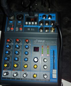 Pyle Professional Audio Mixer Sound Board Console System Interface 4 Channel Digital USB Bluetooth MP3 Computer Input 48V Phantom Power Stereo DJ Studio Streaming FX 16-Bit DSP processor-PMXU43BT 30 C1t6IKULKNS