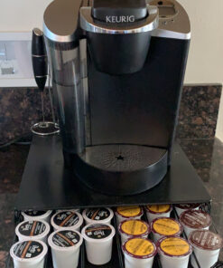 Home-It K Cup Holder for Counter - Storage Drawer for Keurig K-Cup Coffee Pod Organizer - Metal Designed K-Cup Storage, 42 Pod Capacity Compact Under Coffee Pot 32 C1tENUoasiS
