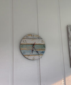 Grazing 12 Inch Wood Wall Clocks Silent Non Ticking Battery Operated,Rustic Decorative Coastal Farmhouse Clock for Bathroom Kitchen Bedroom Living Room Sky Blue 12inch 28 C1uT1T6N0gS