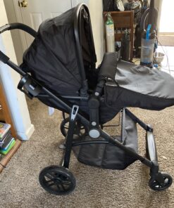 BABY JOY Baby Stroller, 2 in 1 Convertible Carriage Bassinet to Stroller, Pushchair with Foot Cover, Cup Holder, Large Storage Space, Wheels Suspension, 5-Point Harness (Black) Black 25 C1vDSbsvkIS