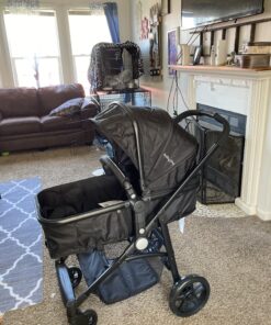 BABY JOY Baby Stroller, 2 in 1 Convertible Carriage Bassinet to Stroller, Pushchair with Foot Cover, Cup Holder, Large Storage Space, Wheels Suspension, 5-Point Harness (Black) Black 27 C1w1gRzyaGS