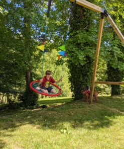 Giant 40 Inch Spider Web Tree Swing, 600 lb Weight Capacity, Durable Steel Frame, Waterproof, Adjustable Ropes, Flag Set and 2 Carabiners, Non-Stop Fun for Kids! Red 30 C1x9xSKsJJS