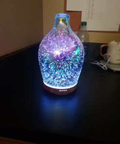 Porseme 280ml Essential Oil Diffuser 3D Glass Aromatherapy Ultrasonic Humidifier - Auto Shut-Off, Timer Setting, BPA Free for Home Hotel Yoga Leisure SPA Gift H1-280ml Vase 38 C1xX9rF5OBS