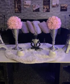 Crystal Acrylic Gems Bead Garland Strands, KinHom 16 Feet Hanging Clear 14mm Daimond Beads Chain Garlands for Manzanita Tree Centerpiece, Chandelier Bead Lamp Chain, Christmas/Wedding Party Decoration Stainless Steel 16 ft, Diameter 14 mm 39 C1ygTwl3ZmS