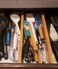 Large Kitchen Drawer Organizer - Expandable Bamboo Drawer Dividers (17.5" - 22") - Adjustable Separators for Kitchen, Clothes, Dresser, Bedroom, Bathroom, and Desk Drawers - 4 Pack (Natural) Natural 48 D1NkD8aubCS