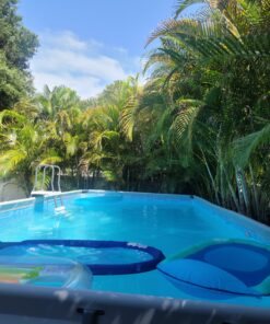 Intex 24ft X 12ft X 52in Ultra Frame Rectangular Pool Set with Sand Filter Pump, Ladder, Ground Cloth & Pool Cover 24 ft x 12 ft x 52 in 48 E1Lrqsi9AS