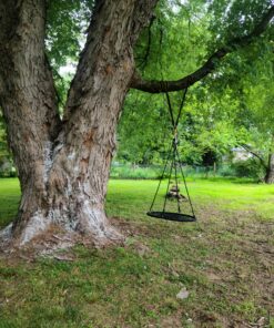 SUPER DEAL 40'' Spider Web Tree Swing Round Net Swing Platform Rope Swing Set for Kids Adult, 71" Detachable Nylon Rope with Swivel for Outdoor Backyard, Max 660 Lbs Extra Safe Steel Frame, Black 40 inch 35 E1YZHtXSwNS