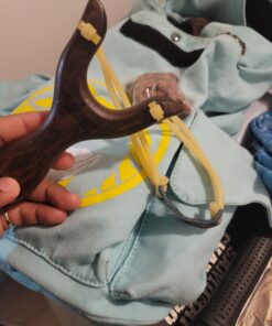 BASUNE Solid Wooden Slingshot Toys with Classic Construction Hunting Slingshot for Catapult Game, Outdoor, Hunting-for Kids/Children/Adult Deep Brown 40 E1uR7jJq47S